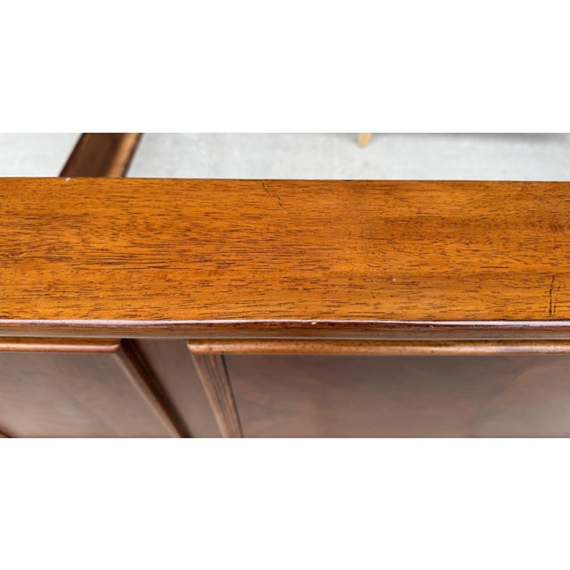 Cherry Finish Queen Size Paneled Bed Frame For Sale - Image 10 of 12