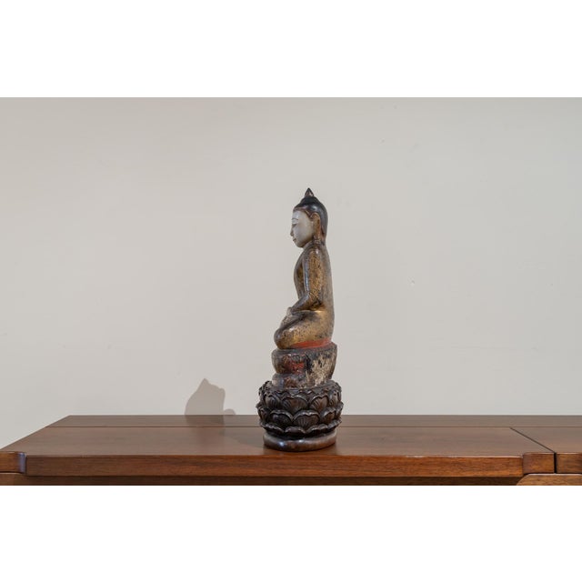 Black Burmese Artist, Buddha Sculpture, 1700s, Alabaster & Wood For Sale - Image 8 of 10