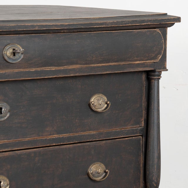 19th Century Large Black Chest of Five Drawers From Denmark For Sale - Image 10 of 18
