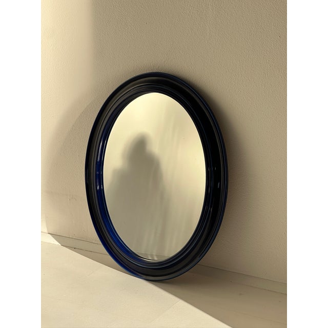 Oval Wall Mirror with Blue Ceramic Frame, 1970s For Sale - Image 6 of 7