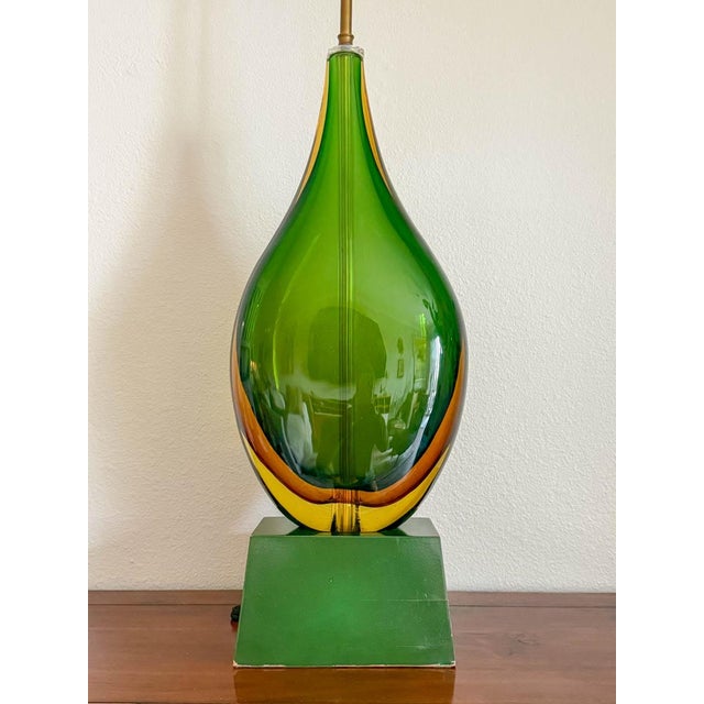 Mid-Century Modern Flavio Poli Murano “Sommerso” Glass Lamp for Seguso Vetri D'Arte, Ca. 1955 For Sale - Image 3 of 11