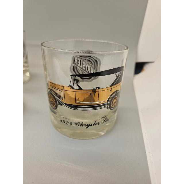 VTG Culver 22k Gold Pierce Arrow Model Cars Rock Glasses Low Ball Set of 6