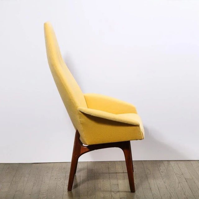 Wood Mid Century Walnut Back Chair in Yellow Loro Piana Cashmere by Adrian Pearsall For Sale - Image 7 of 13