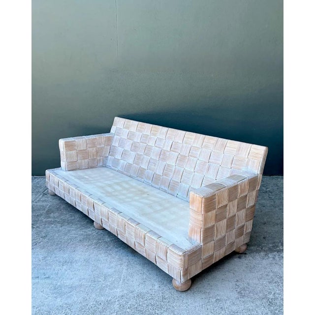 Vintage Rattan Woven Sofa After John Hutton for Donghia For Sale In West Palm - Image 6 of 12