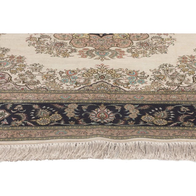 Mid 20th Century Vintage Turkish Sillk Kayseri Rug, 04'10 X 05'02 For Sale - Image 4 of 11