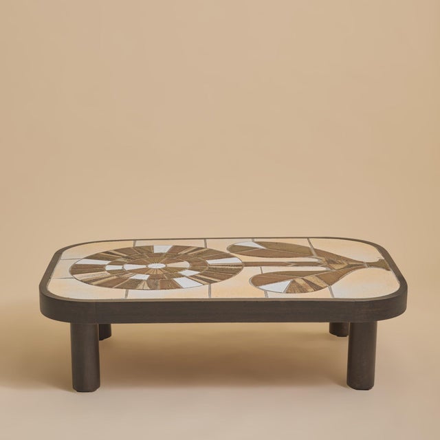 French Ceramic Flower Motif Coffee Table by Roger Capron, 1960s For Sale In Chicago - Image 6 of 11