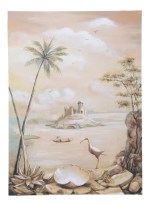 Art on Canvas, Landscape in Red Clay Color