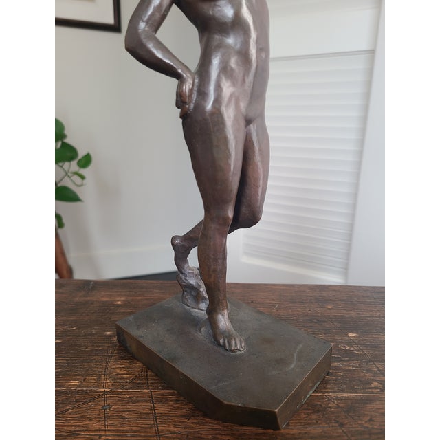 1920s Guss H. Noack Antique Art Deco Bronze Sculpture Dancing Nude Woman Figurine For Sale - Image 4 of 18