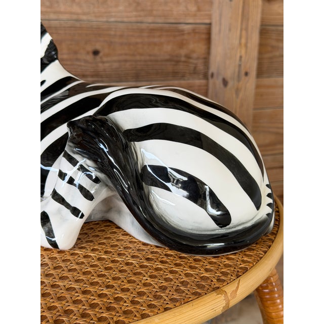 Mid 20th Century Large Vintage Tilso Japan Ceramic Zebra Figurine For Sale - Image 5 of 12