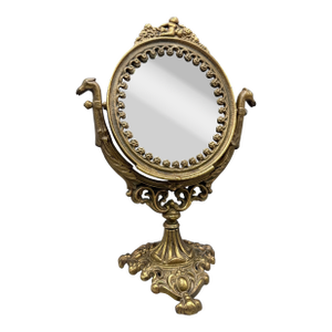 Bronze Swivel Vanity Table Mirror on Pedestal Stand