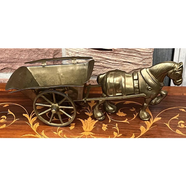 Metal Decorative Brass Horse-Drawn Carriage, 1920s For Sale - Image 7 of 10