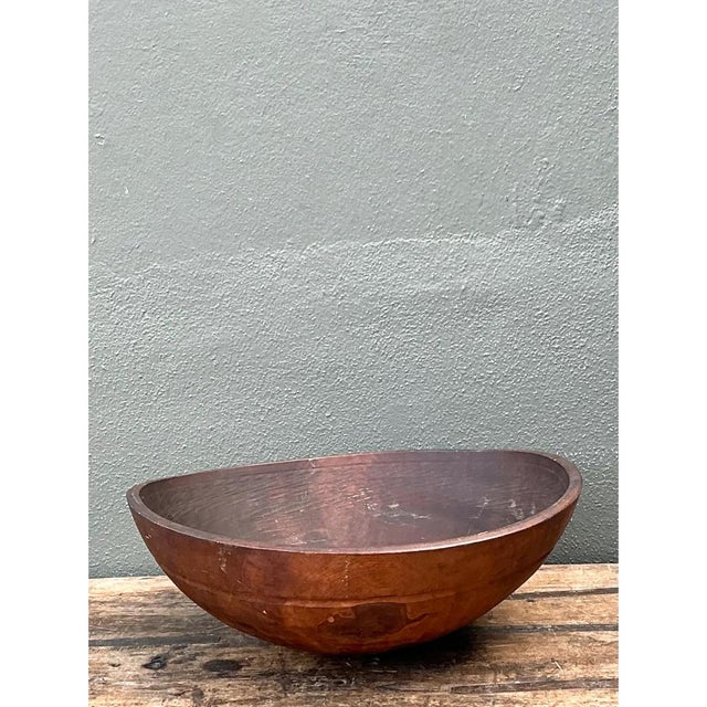 Vintage Monumental Carved Wood Salad Bowl For Sale - Image 4 of 12