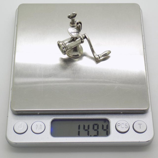 Silver Vintage Italian Handmade Genuine Silver Tomato Press Machine Figurine, 1980s For Sale - Image 8 of 11