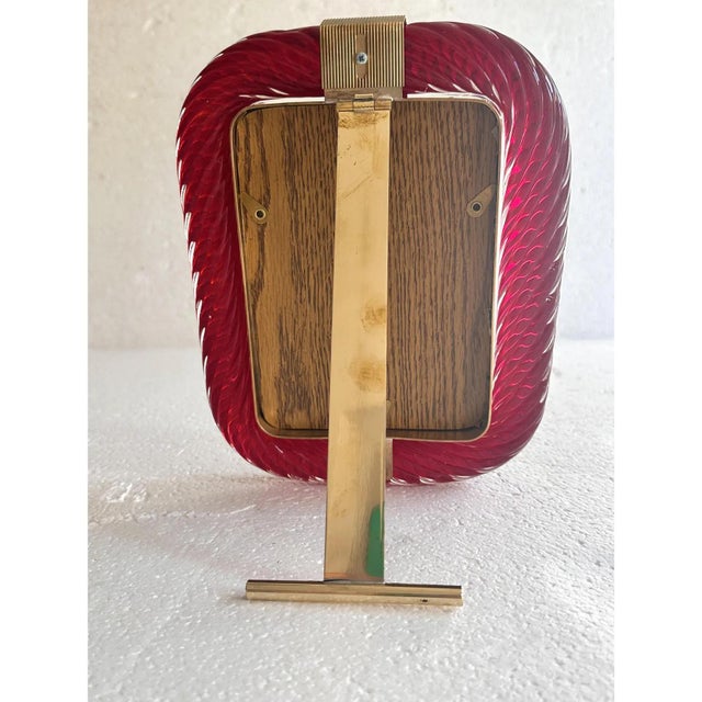 Venetian Red Torchon Murano Glass Picture Frame by Simoeng For Sale - Image 6 of 7