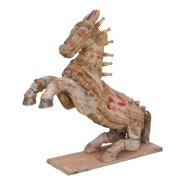 Large Antique Indian Ceremonial Carved Horse For Sale