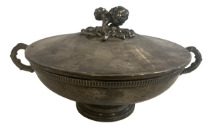 Empire-Style Silver-Plated Covered Vegetable Dish by Silversmith Plasait, 20th Century