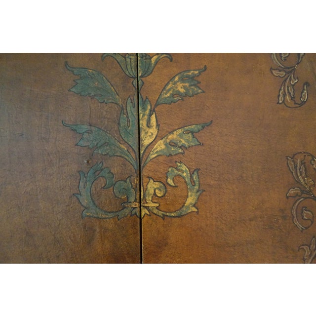 Large Antique Triptych Mirror in Embossed Leather, 1890s For Sale - Image 4 of 8