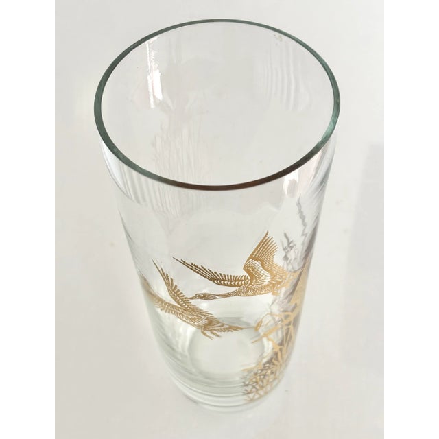 1980s Gold Flying Geese Glass Vase For Sale - Image 6 of 8