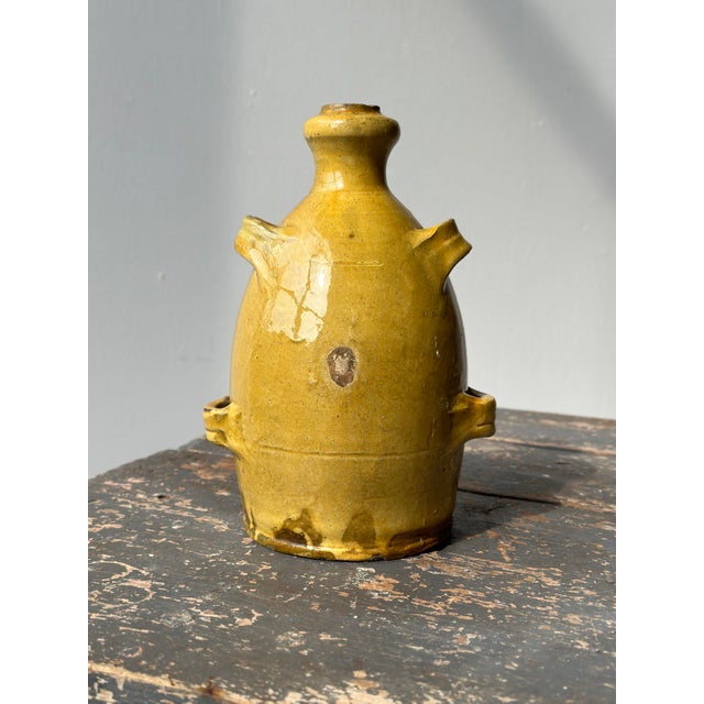Antique French Conscience Yellow Glazed Pottery Vessel, Circa Mid 19th Century For Sale In New York - Image 6 of 12