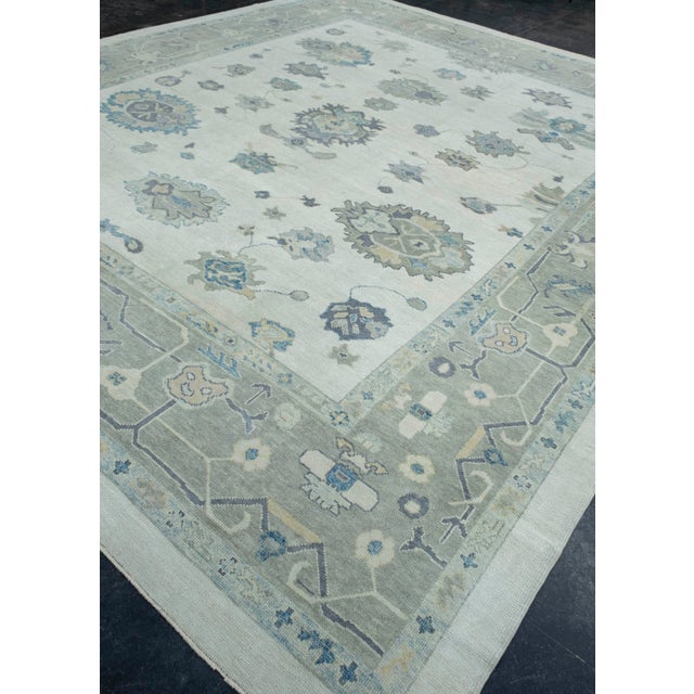 Turkish Turkish Oushak Rug 12'3" x 14'3" #18074 For Sale - Image 3 of 8