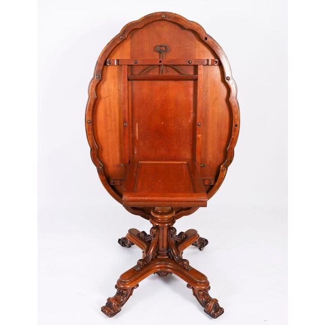 Wood Antique Oval Tilt Top Loo Dining Table in Burr Walnut, 1800s For Sale - Image 7 of 18
