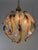 Three-light Murano glass chandelier in the style of the Murano Masters, 1970s Gold-plated metal frame and brass details....