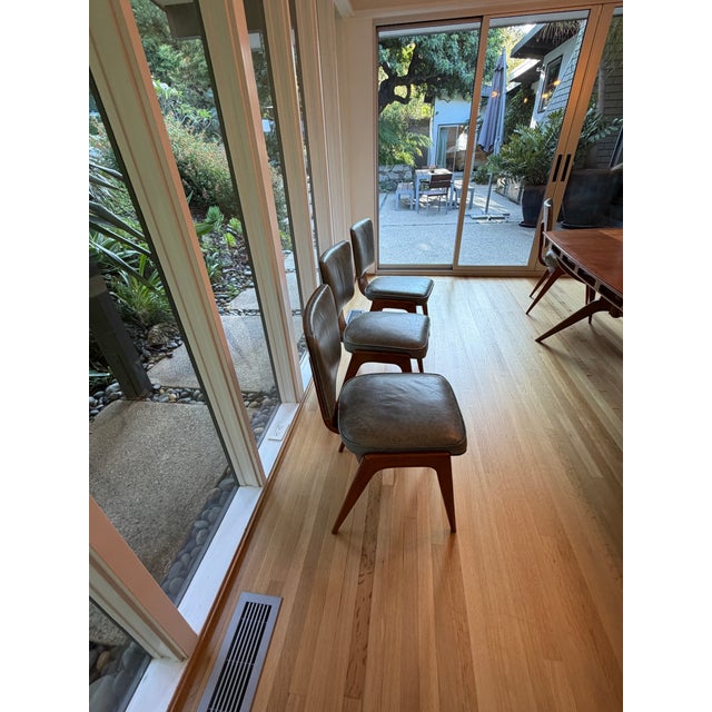 Brown Vintage Solid Walnut Midcentury Dining Table With Eight Chairs For Sale - Image 8 of 14