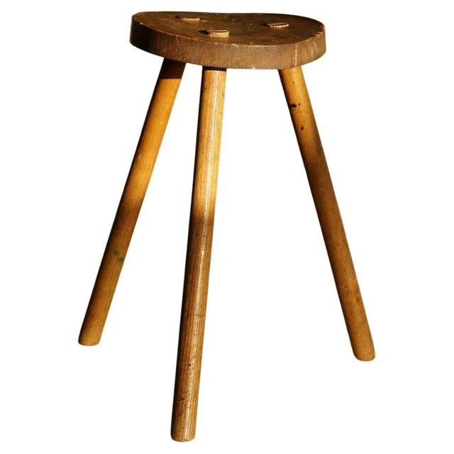 Oak Tripod Stool, 1960s For Sale - Image 10 of 10