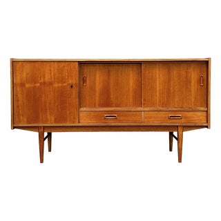 Mid-Century Modern Danish Teak Sideboard with Sliding Doors, 1960s For Sale