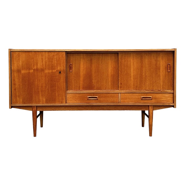 Mid-Century Modern Danish Teak Sideboard with Sliding Doors, 1960s For Sale