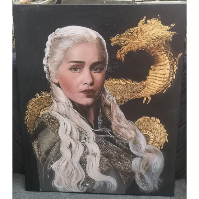 French Artist, Mother of Dragons, 2000s, Oil Painting on Canvas For Sale - Image 7 of 7
