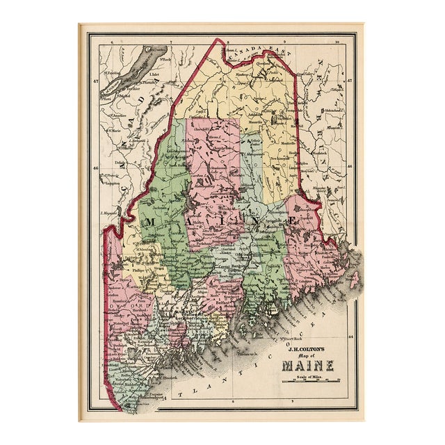 Maine by Colton — Original Atlas Map, 1850 For Sale