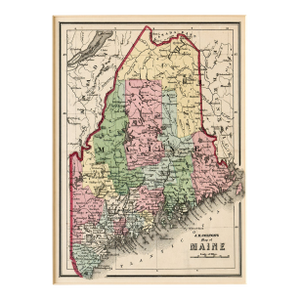 Maine by Colton — Original Atlas Map, 1850
