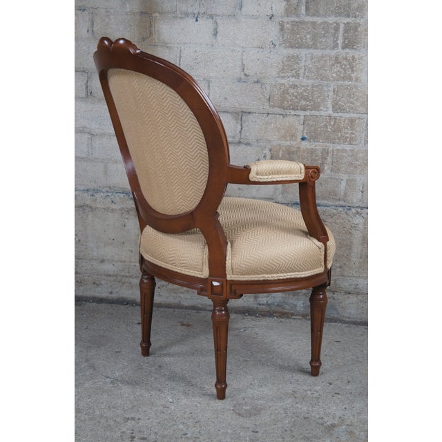 Late 20th Century Baker McMillen French Louis XVI Neoclassical Ribbon Fauteuil Balloon Back Chair For Sale - Image 6 of 15