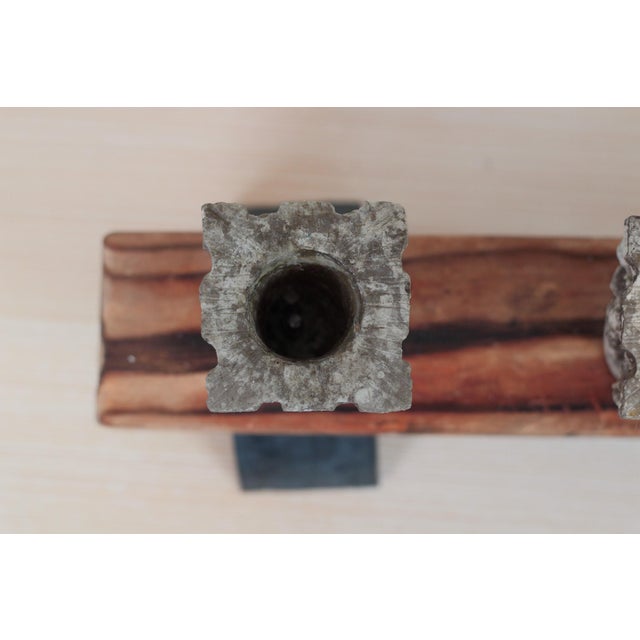 Brutalist Candle Holder With Architectural Medieval-Revival Capitals For Sale - Image 13 of 16