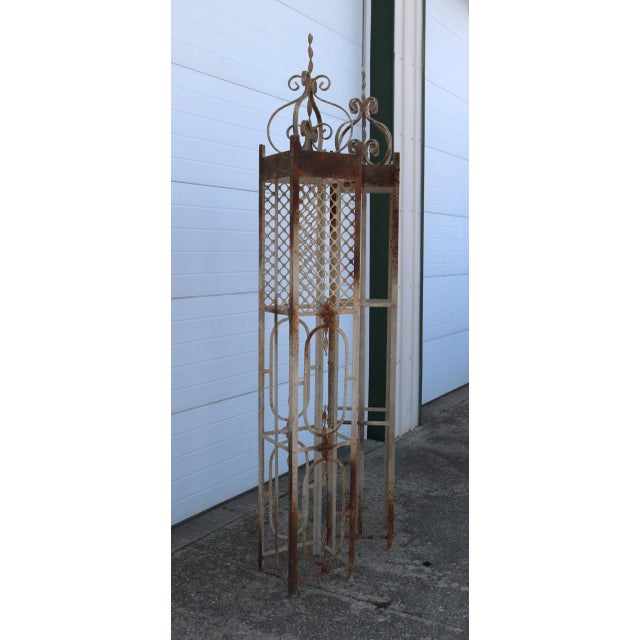 Victorian Early 21st Century Large Wrought Iron Painted Distressed Trellises - Set of 2 For Sale - Image 3 of 10