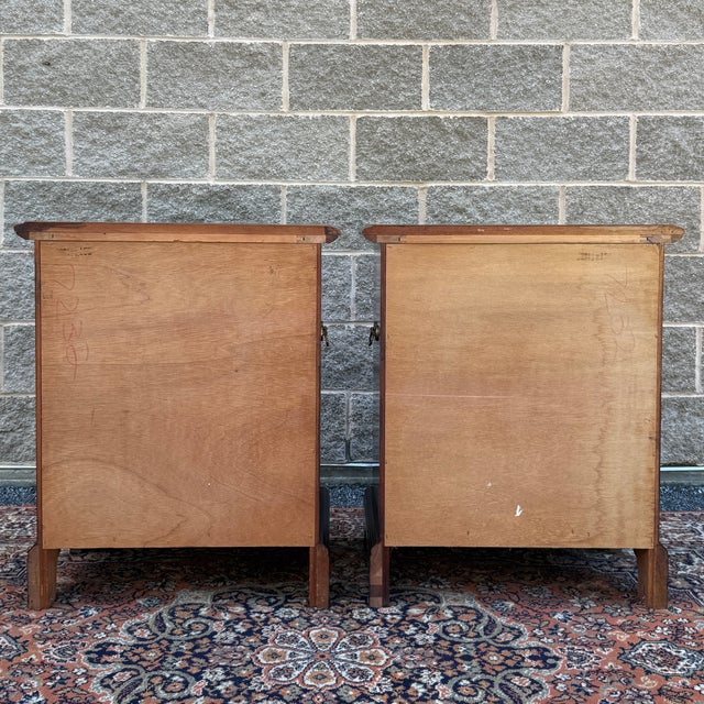 Vintage Chippendale Solid Mahogany 4 Drawer Nightstand Chests Attr. Crescent Furniture For Sale - Image 10 of 14