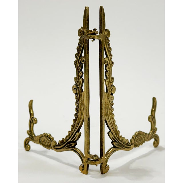 Metal Vintage Brass Scrolled Floral Motif Collapsible Table Easel For Sale - Image 7 of 7