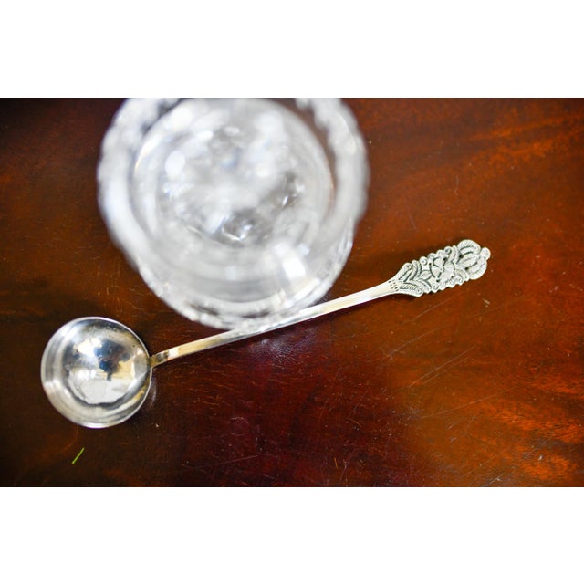 Metal Vintage Arias Peru Sterling Silver Sugar or Condiment Spoon, Floral Repousse, 6.5 Inch For Sale - Image 7 of 15