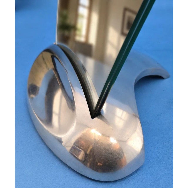 Silver 20th Century Double-Sided Table Mirror in the style of Max Ingrand for Fontana Arte, 1950 For Sale - Image 8 of 14