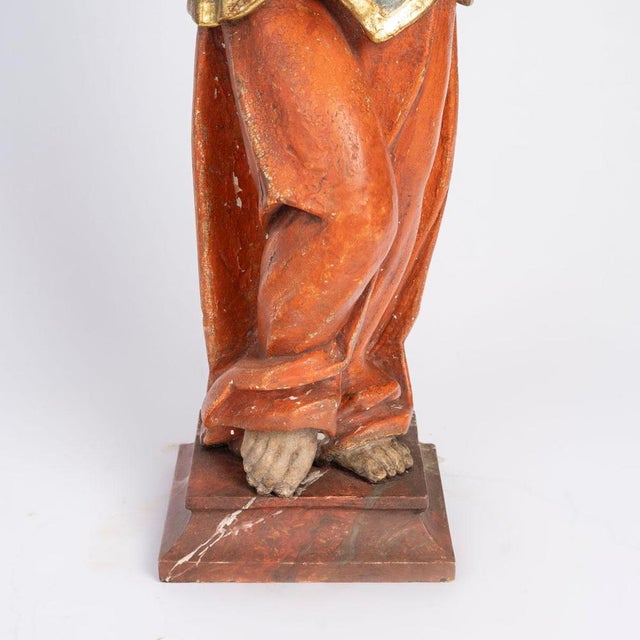 Virgin and Child in Polychrome Linden Wood, Germany, 18th Century For Sale - Image 3 of 9