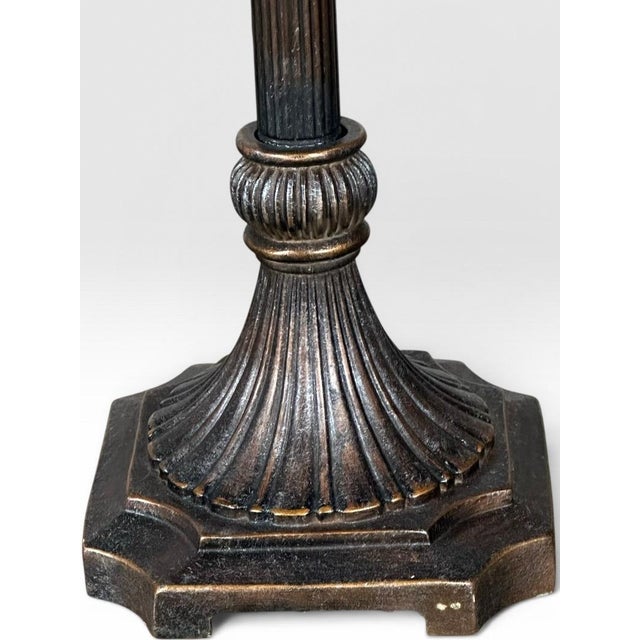 Late 20th Century Contemporary Neoclassical Bronze Finished Fluted Buffet Lamps - A Pair For Sale - Image 14 of 16