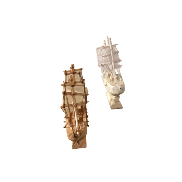 Traditional Vintage Miniature Wood Pirate Ship Model - A Pair For Sale - Image 3 of 4