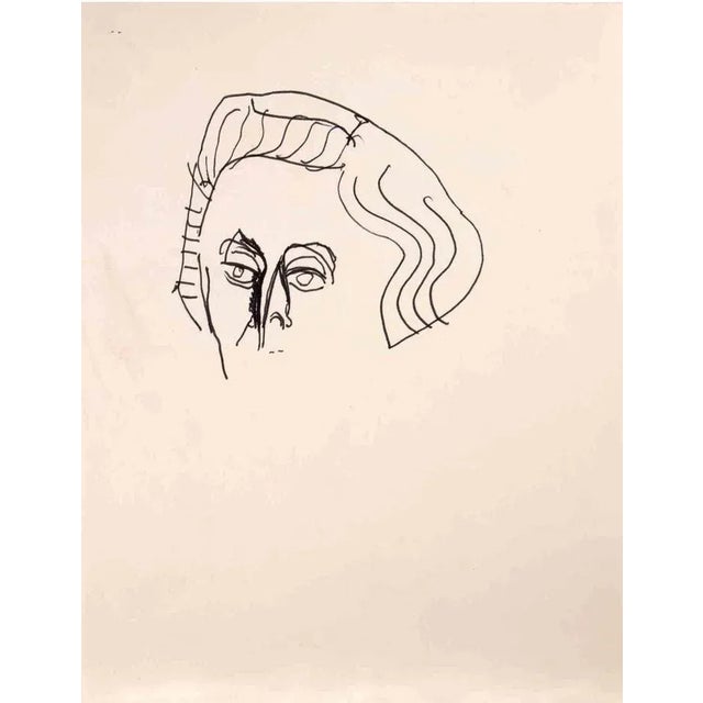 Portrait is a Colour Maker Drawing realized by Reynold Arnould (Le Havre 1919 - Parigi 1980). Good condition on white...