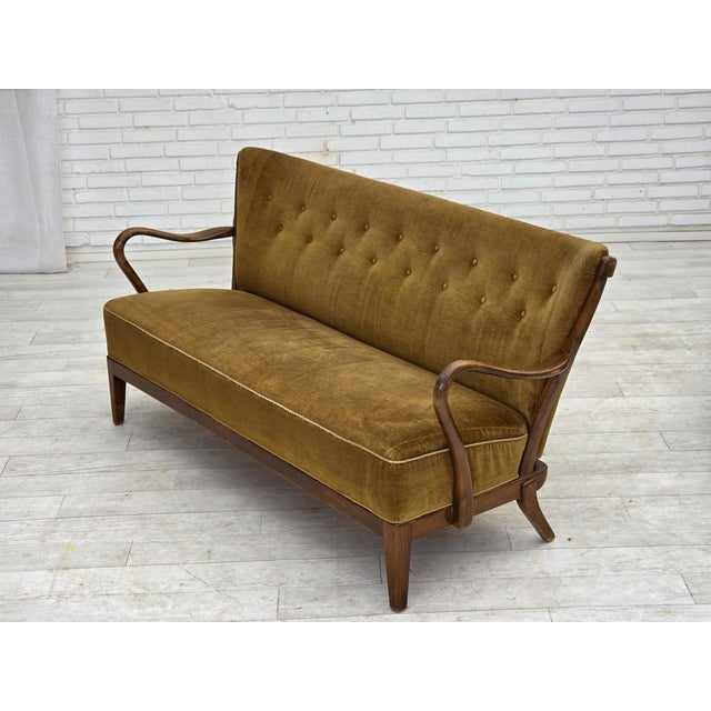 Danish 2-Seater Sofa in Green Velour by Alfred Christensen for Slagelse Møbelværk, 1960s For Sale - Image 18 of 18