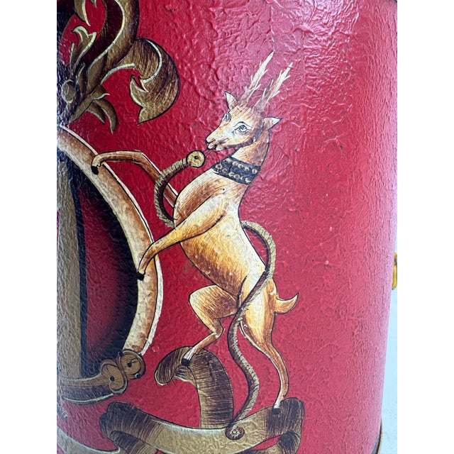 Chinese Hand Painted Metal Canister Table Lamp For Sale - Image 3 of 10