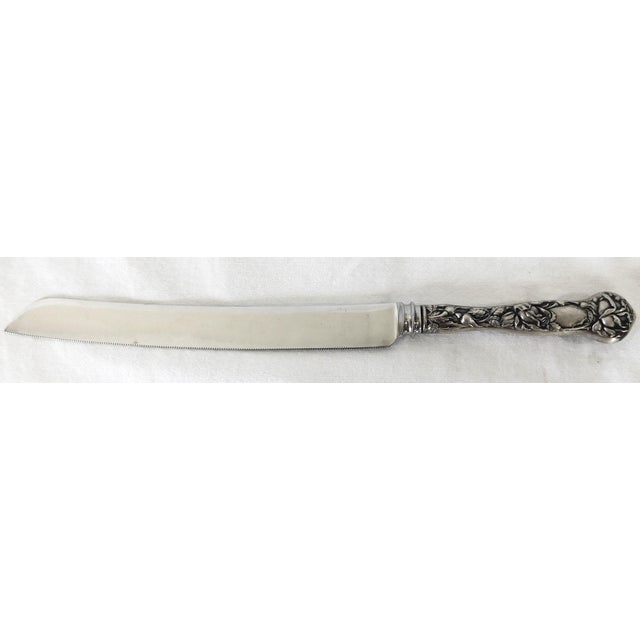 1970s Alvin Bridal Rose Sterling Silver Wedding Cake Knife Stainless Blade For Sale - Image 5 of 9
