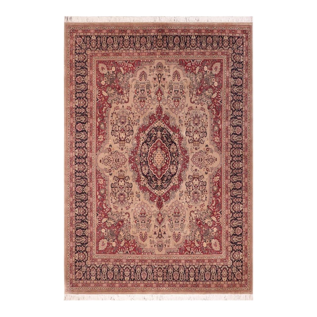 Medallion 1990's Tan/Blue Wool Rug - 8'0'' X 10'1'' For Sale