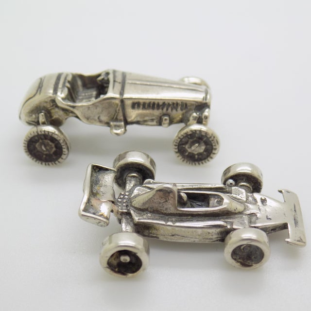 1970s Vintage Italian Handmade Genuine Silver Racing Cars Miniature, 1970s, Set of 2 For Sale - Image 5 of 14