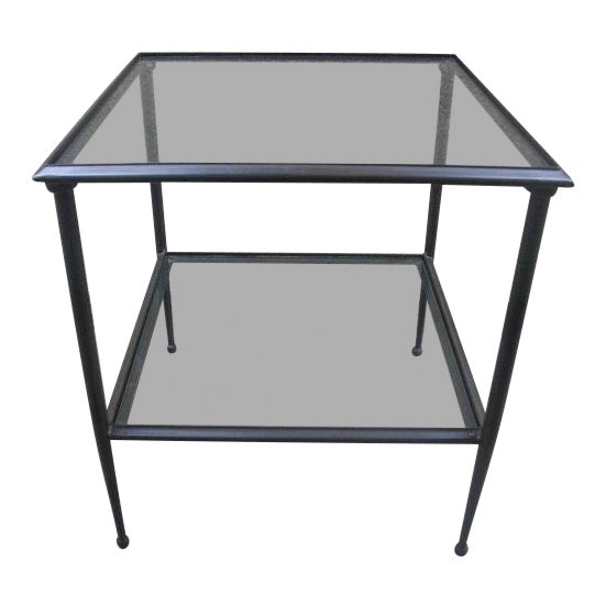 Contemporary Metal Frame Two Tiered Glass Top Side Table Chairish